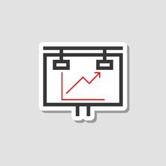 Presentation billboard icon with growing line chart