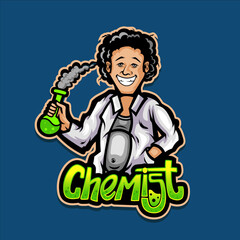 The Chemist Mascot logo premium vector