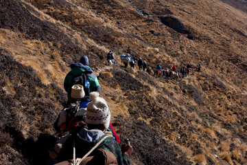 hiking in the mountains