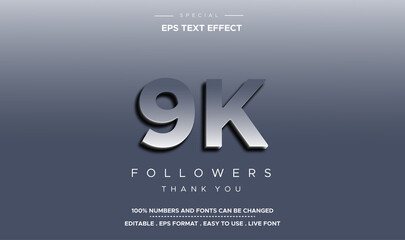 Editable text style 9K followers number effect