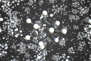 Molecule of norcarane, conceptual molecular model. Scientific 3d rendering