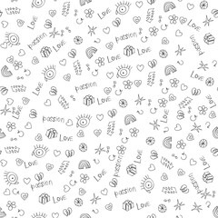 Seamless pattern of love and passion doodle