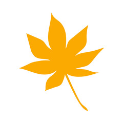 Fall orange leaf. Simple autumn leaf, herbal element. Can be used as sign, symbol, icon for decor. Autumn botanical vector flat plant element. Stock vector illustration isolated on white background.