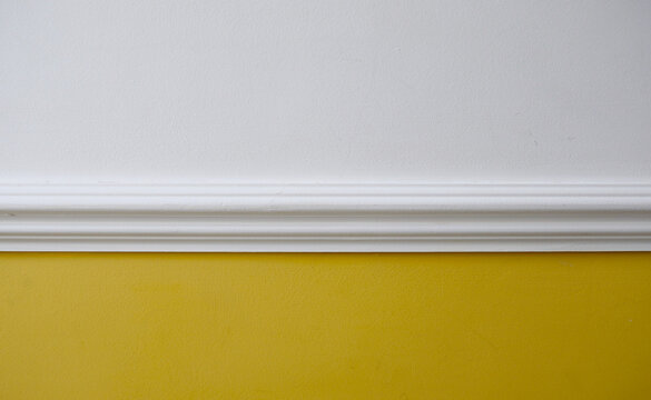 Interior Image Of White Dado Rail With Yellow Below And White Above