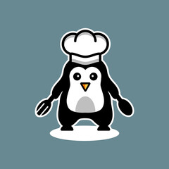 Simple Mascot Vector Logo Design Shaped chef penguin