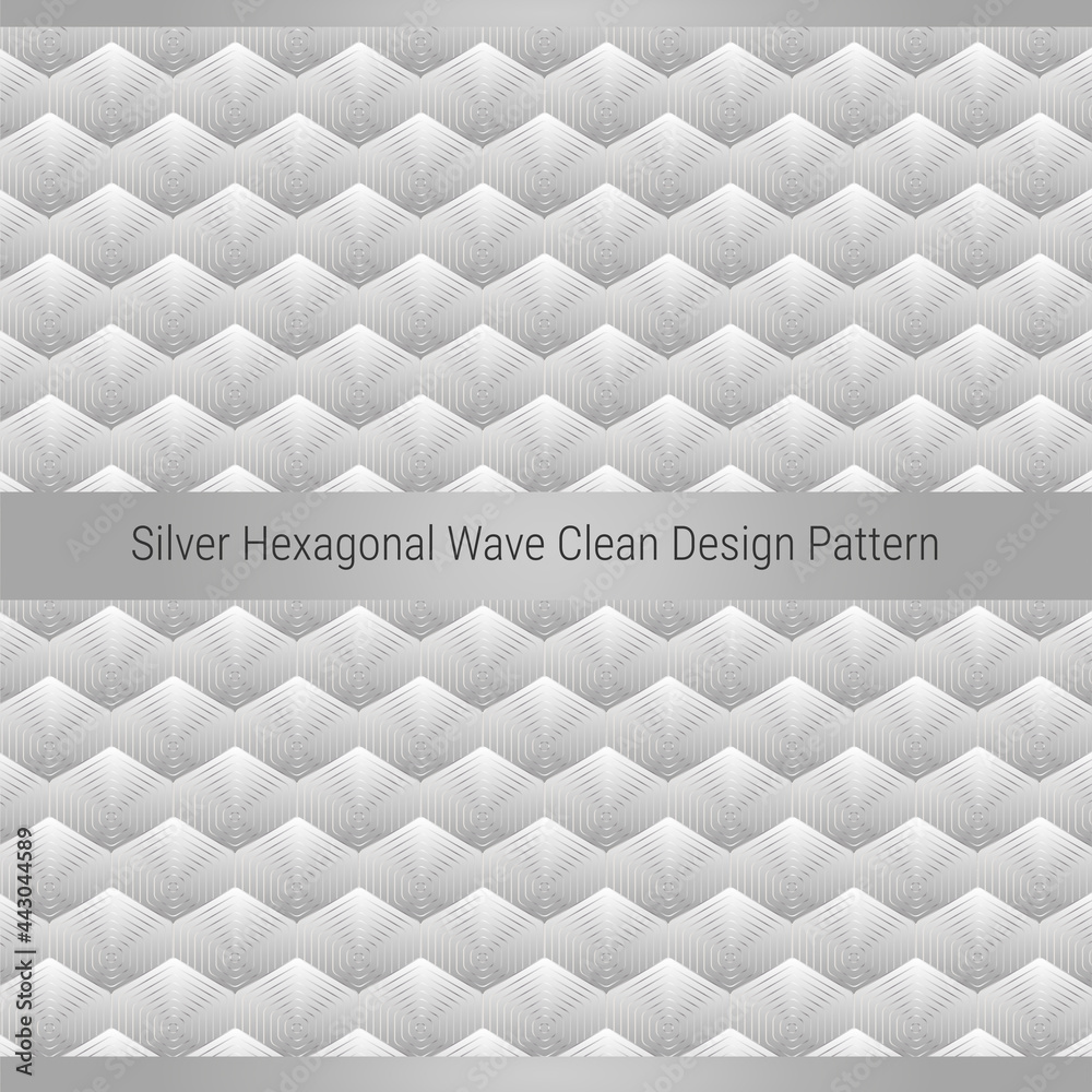 Wall mural Silver Hexagonal Wave Clean Design Pattern