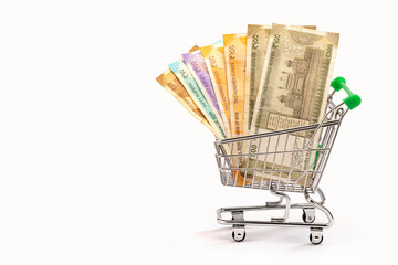 A cart of currency notes.