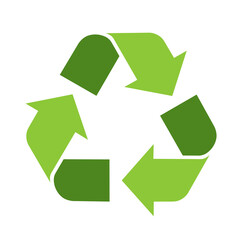Green recycle sign. Moebius loop Simple icon on product packaging and box