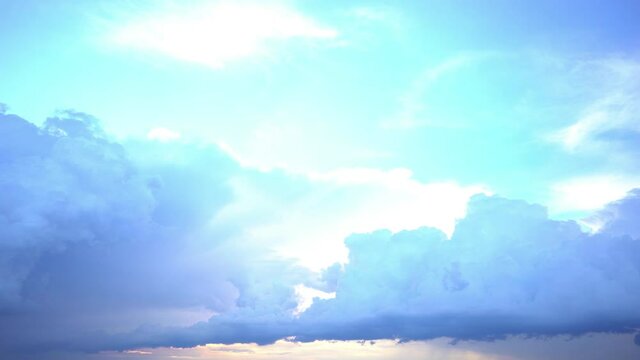 Our atmoshere and universe. Panorama of cloudy sky at sunset. Oxygen and carbon dioxide background.