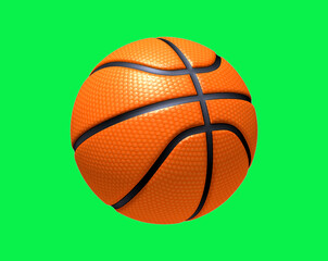 Orange Basketball Ball isolated on Green Screen background. High resolution, Sport concept