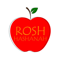 Rosh Hashanah Jewish New Year on apple background, vector art illustration.