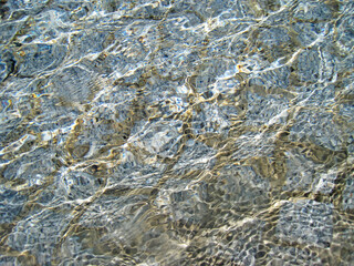 Surface of the water with glittering reflection of light 