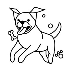 Cute Cartoon Vector Illustration icon of a big dog. It is outline style.