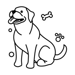 Cute Cartoon Vector Illustration icon of a big dog. It is outline style.