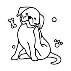 Cute Cartoon Vector Illustration icon of a big dog. It is outline style.