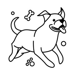 Cute Cartoon Vector Illustration icon of a big dog. It is outline style.