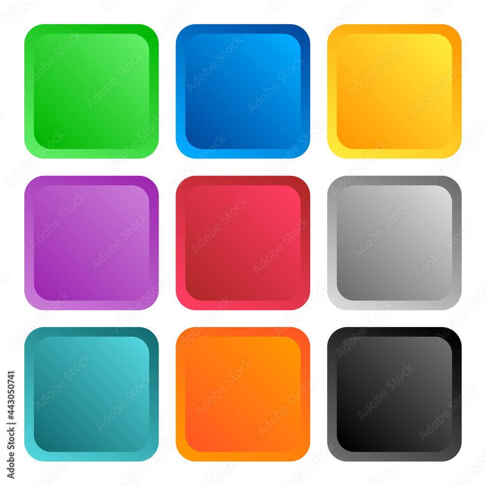 Fototapete multi color button 3d square icon background for web or print design element