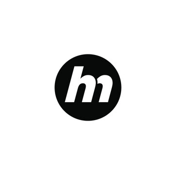 "HM" company initial letters monogram. HM company logo. hm letters on black round shape vector.