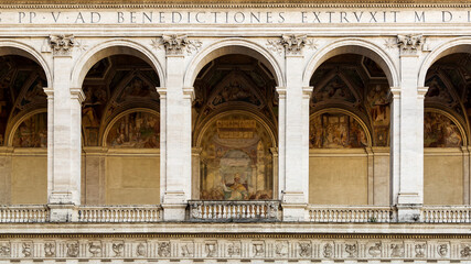 Fototapeta na wymiar The Benediction Loggia of St. John Lateran (Loggia delle Benedizioni), part of the Lateran Basilica, Rome, Italy
