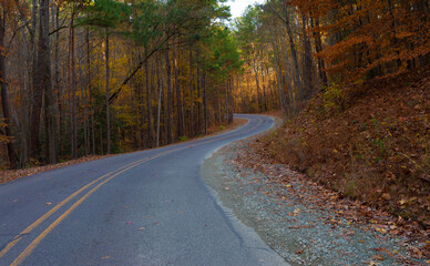 Fototapeta premium Turn in an autumn road