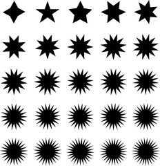 Set of icons of stars symbols Isolated on a white background. Vector.