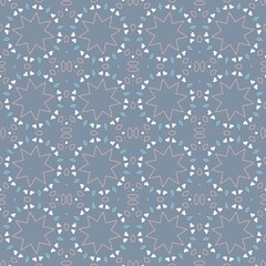 simple seamless pattern with pink stars and hearts on a gray background