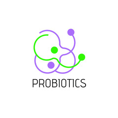 Fototapeta premium Probiotics logo. Bacteria logo. Concept of healthy nutrition ingredient for therapeutic purposes. Simple flat style trend modern logotype graphic design isolated