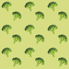Fresh broccoli cabbage on green background