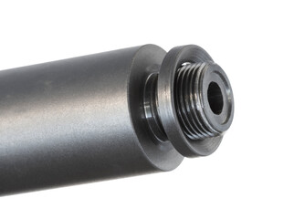 Threaded gun barrel with crush washer going on