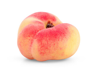 Ripe chinese flat peach fruit  isolated on white