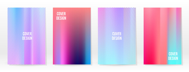 Fototapeta premium Holographic Poster Set Iridescent Technology Cover