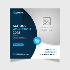 School Admission Social Media Post & Back to School Web Banner Template