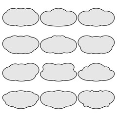 Set of different templates of abstract shapes for making wall mirrors. Vector outline drawings and layouts on white background.