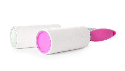 Lint rollers on white background
