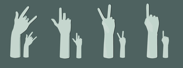 4 action isolated of finger pointing on dark background, icon concept on vector illustration image.