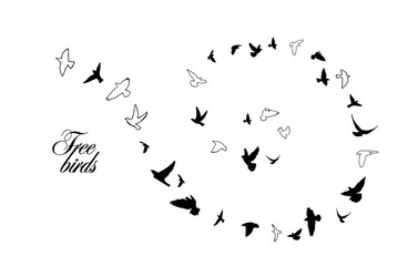 Obraz premium A flock of flying birds. Vector illustration