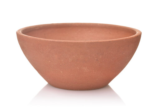 Side view of unpainted clay bowl