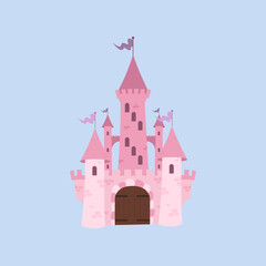 Fototapeta premium icon large pink castle on blue background