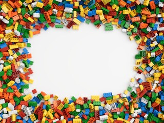 Colorful frame or brick border to fill with content 3D render