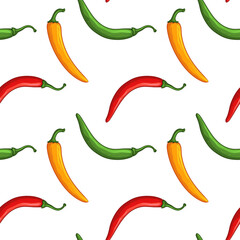Hot chili pepper. Seamless vector pattern.