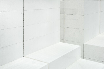 Aerated lightweight building concrete blocks prepared for building wall modular building house. New Architecture concept