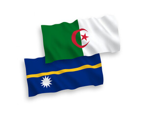 Flags of Republic of Nauru and Algeria on a white background