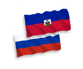 Flags of Republic of Haiti and Russia on a white background
