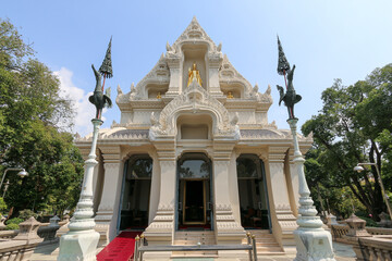 Wat Rajathiwatwihan temple in Bangkok, Thailand. The public temple in Thai-Khmer-Western art style.
