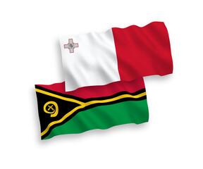 Flags of Malta and Republic of Vanuatu on a white background