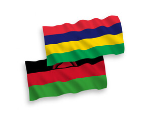 Flags of Malawi and Republic of Mauritius on a white background