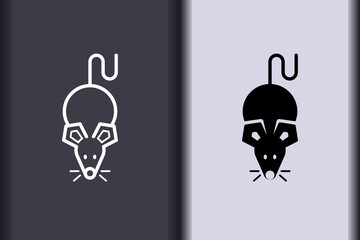 Vector rat, mouse minimal flat icon simple concept design. Curve line and object shape creative logo design isolated on background.
