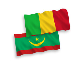 Flags of Islamic Republic of Mauritania and Mali on a white background