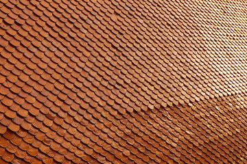 Clay tile roof texture background in Thai temple