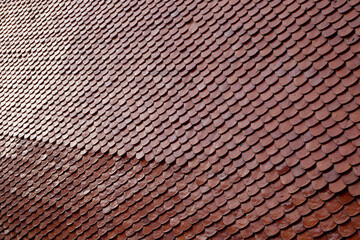 Clay tile roof texture background in Thai temple